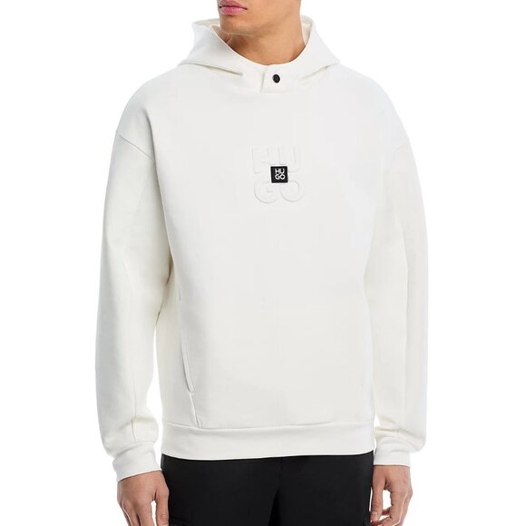 Hugo Boss Men's Long Sleeve HUGO Debostaco Oversized Hoodie Raised Logo Natural - Picture 1 of 5